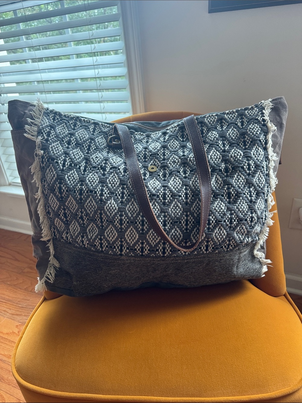 Myra Bag Boho Western Tote β Leather & Woven